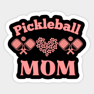 pickle ball mom, mother mommy  pink paddle ball, dink, pink floral heart Sticker